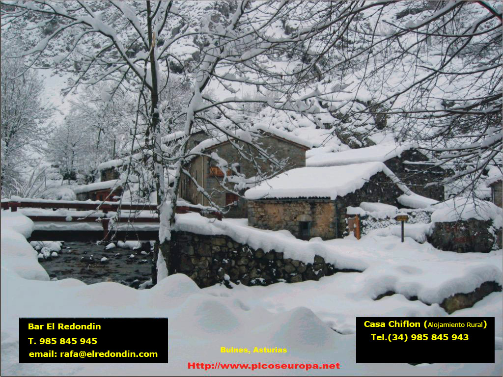 Bulnes en invierno, Asturias, Parque Nacional de los Picos de Europa