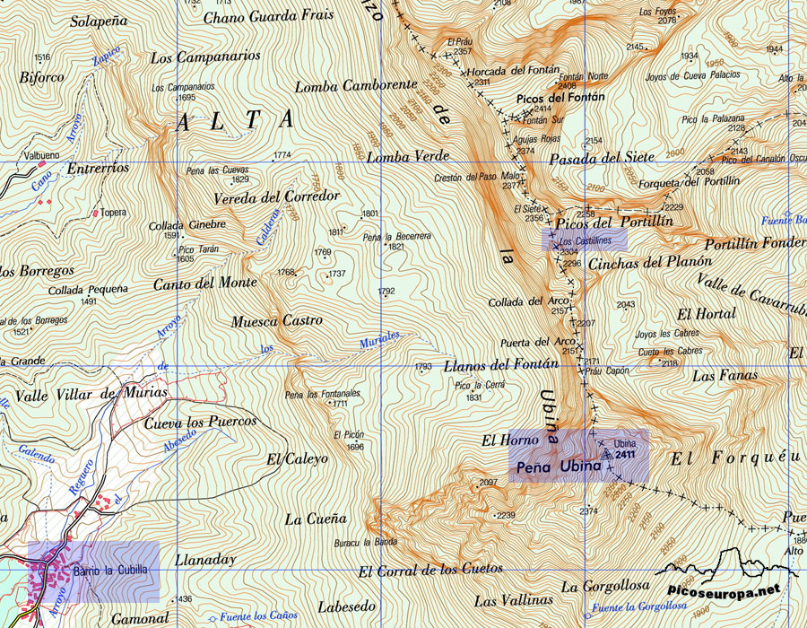 Plano de Peña Ubiña