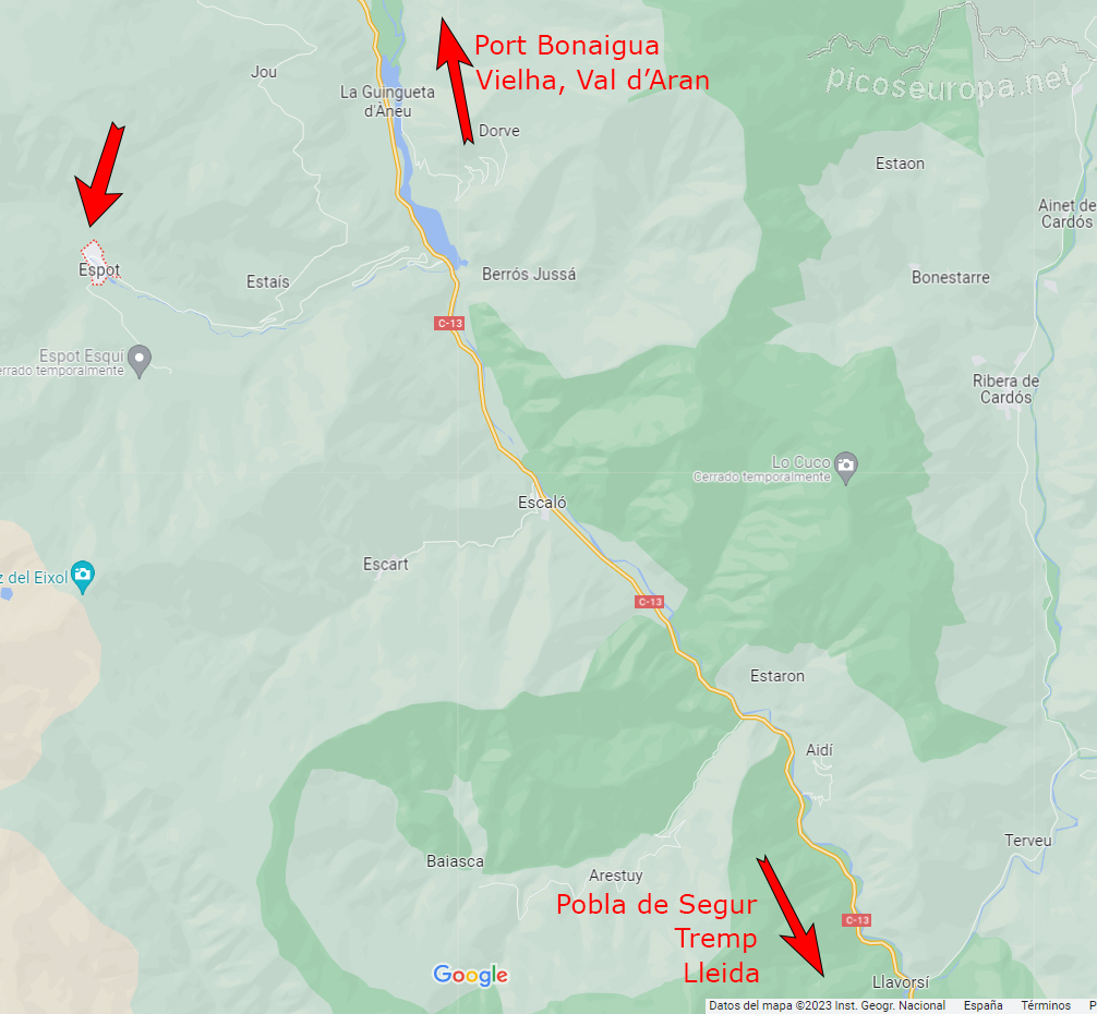 Mapa Amitges, Pirineos, Catalunya