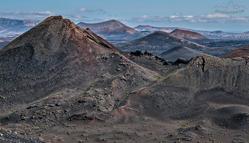 Paisajes desde la cumbre de los Miraderos, Lanzarote, Canarias, España