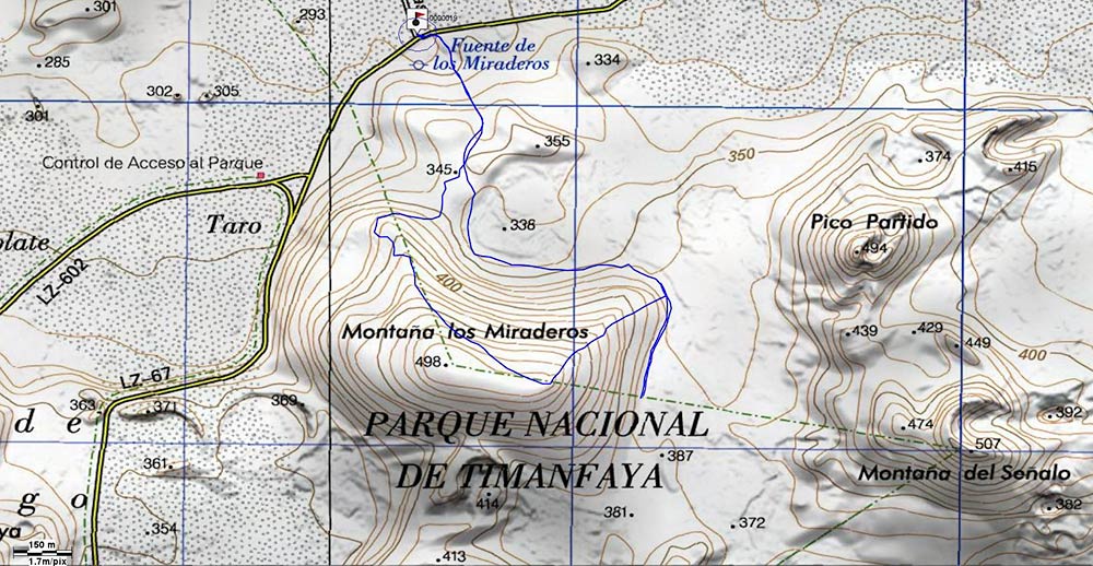 Ruta a la cumbre de los Miraderos, Lanzarote, Canarias, España