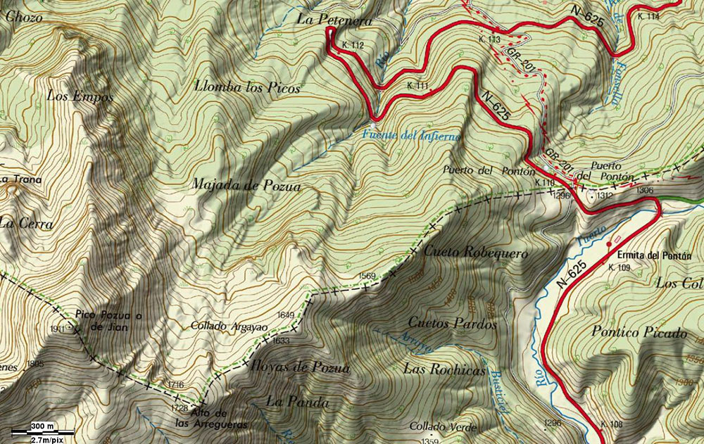 Mapa Puerto del Pontón, Cordillera Cantábrica, León, España