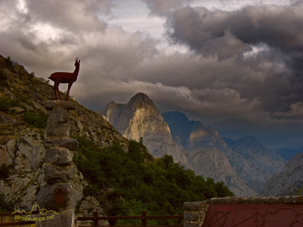 Foto: Mirador de Cordiñanes o del Tombo, situado en la carretera que une Posada de Valdeón con Cordiñanes y Cain. León, Picos de Europa